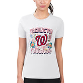 Washington Nationals G-III 4Her by Carl Banks Women's Super-Slim Fit Lightweight Flowers Graphic T-Shirt White