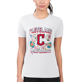 Cleveland Guardians G-III 4Her by Carl Banks Women's Super-Slim Fit Lightweight Flowers Graphic T-Shirt White