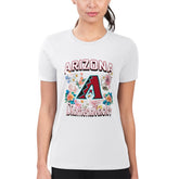 Arizona Diamondbacks G-III 4Her by Carl Banks Women's Super-Slim Fit Lightweight Flowers Graphic T-Shirt White