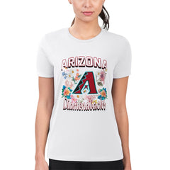 Arizona Diamondbacks G-III 4Her by Carl Banks Women's Super-Slim Fit Lightweight Flowers Graphic T-Shirt White