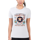 Houston Astros G-III 4Her by Carl Banks Women's Super-Slim Fit Lightweight Flowers Graphic T-Shirt White