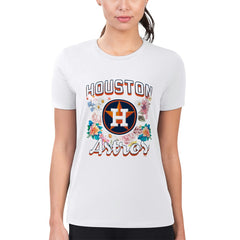 Houston Astros G-III 4Her by Carl Banks Women's Super-Slim Fit Lightweight Flowers Graphic T-Shirt White