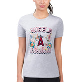Los Angeles Angels G-III 4Her by Carl Banks Women's Super-Slim Fit Lightweight Flowers Graphic T-Shirt Heather Gray