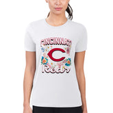 Cincinnati Reds G-III 4Her by Carl Banks Women's Super-Slim Fit Lightweight Flowers Graphic T-Shirt White