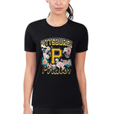 Pittsburgh Pirates G-III 4Her by Carl Banks Women's Super-Slim Fit Lightweight Flowers Graphic T-Shirt Black