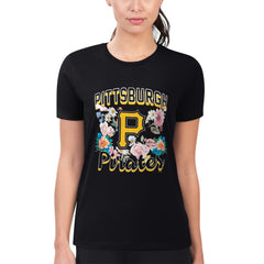 Pittsburgh Pirates G-III 4Her by Carl Banks Women's Super-Slim Fit Lightweight Flowers Graphic T-Shirt Black