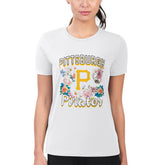 Pittsburgh Pirates G-III 4Her by Carl Banks Women's Super-Slim Fit Lightweight Flowers Graphic T-Shirt White