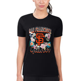 San Francisco Giants G-III 4Her by Carl Banks Women's Super-Slim Fit Lightweight Flowers Graphic T-Shirt Black