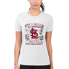St. Louis Cardinals G-III 4Her by Carl Banks Women's Super-Slim Fit Lightweight Flowers Graphic T-Shirt White