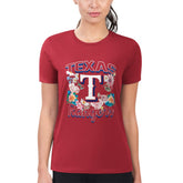Texas Rangers G-III 4Her by Carl Banks Women's Super-Slim Fit Lightweight Flowers Graphic T-Shirt Red
