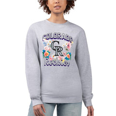 Colorado Rockies G-III 4Her by Carl Banks Women's Flowers Graphic Pullover Sweatshirt Heather Gray