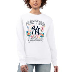 New York Yankees G-III 4Her by Carl Banks Women's Flowers Graphic Pullover Sweatshirt White