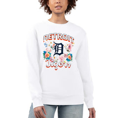Detroit Tigers G-III 4Her by Carl Banks Women's Flowers Graphic Pullover Sweatshirt White