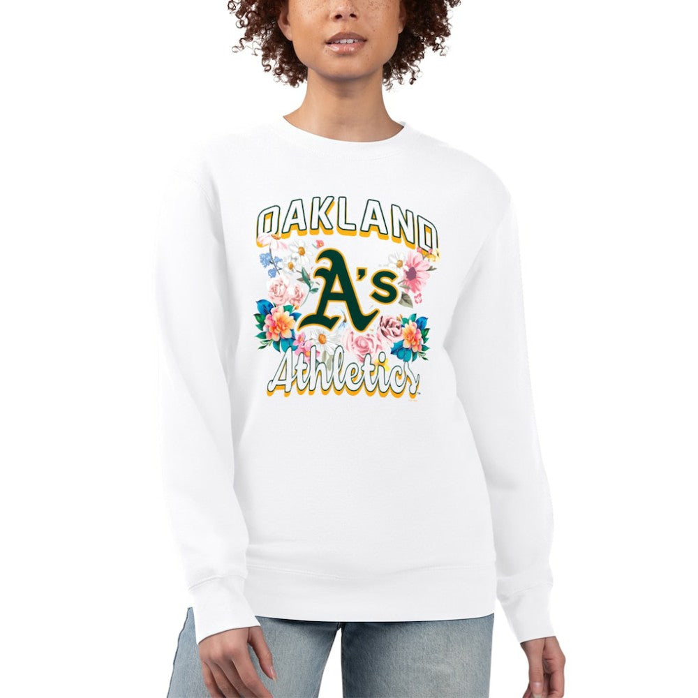 Athletics G-III 4Her by Carl Banks Women's Flowers Graphic Pullover Sweatshirt White