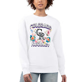 Colorado Rockies G-III 4Her by Carl Banks Women's Flowers Graphic Pullover Sweatshirt White