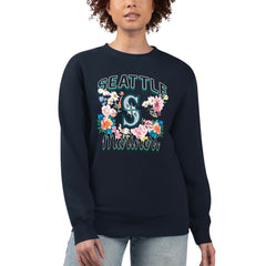 Seattle Mariners G-III 4Her by Carl Banks Women's Flowers Graphic Pullover Sweatshirt Navy