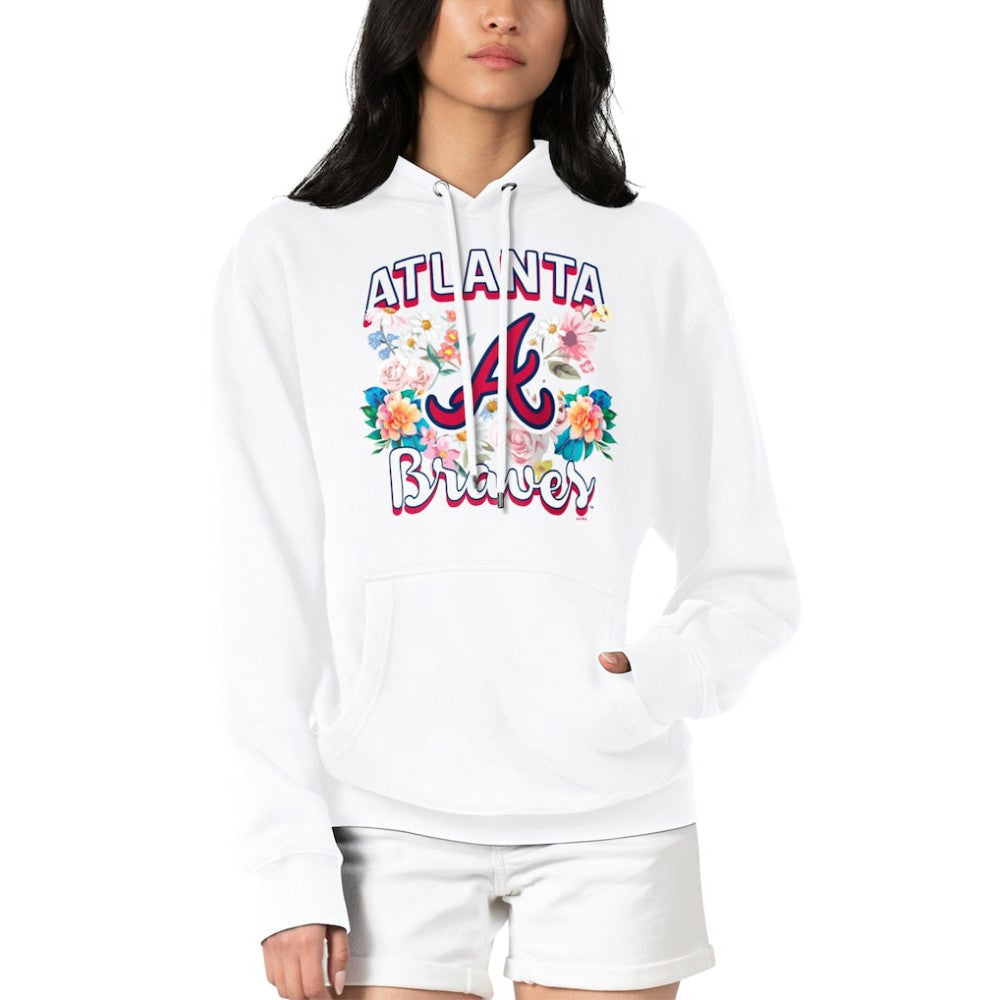 Atlanta Braves G-III 4Her by Carl Banks Women's Flowers Graphic Pullover Hoodie White