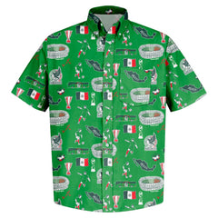 Mexico National Team Vive La Fete Impressions Artwork Button-Down Shirt for sale - Green