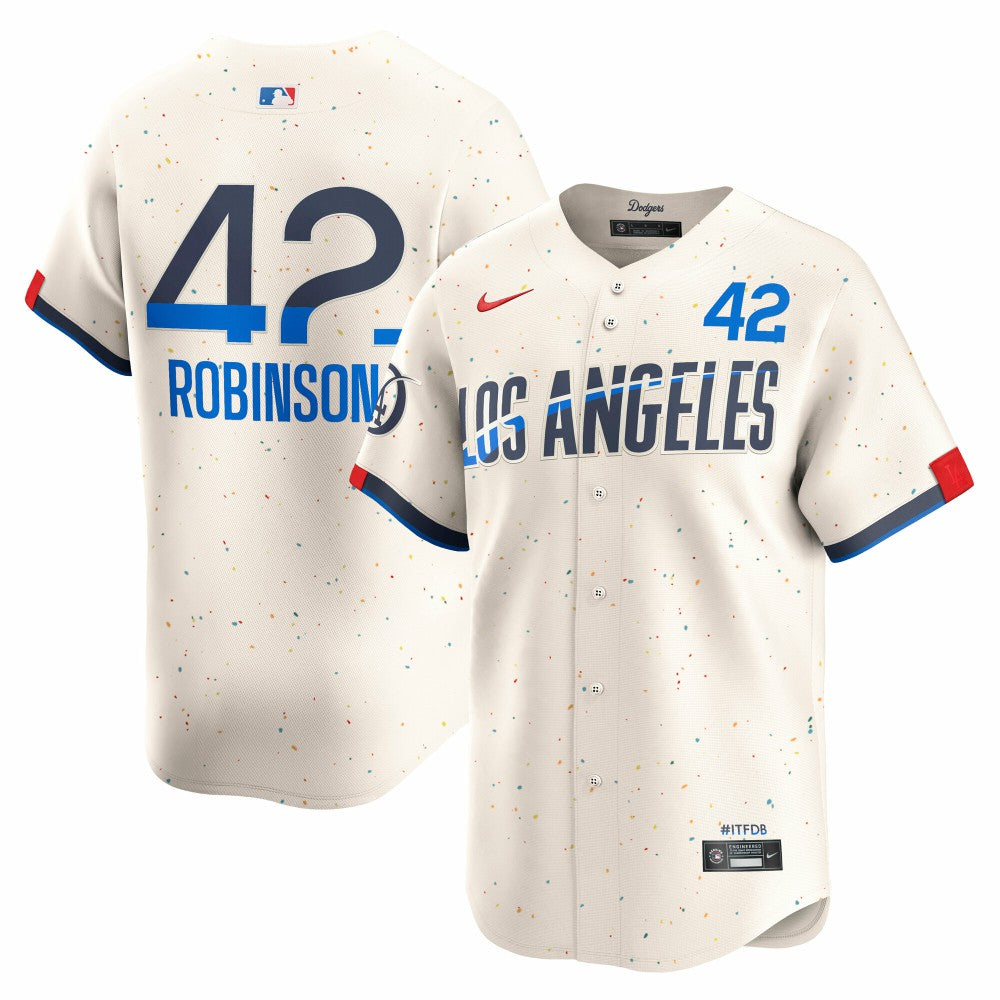 Jackie Robinson Los Angeles Dodgers City Connect Limited Player Jersey Cream