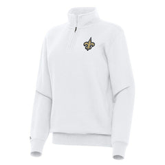 New Orleans Saints Antigua Women's Victory Quarter-Zip Top - White cheap