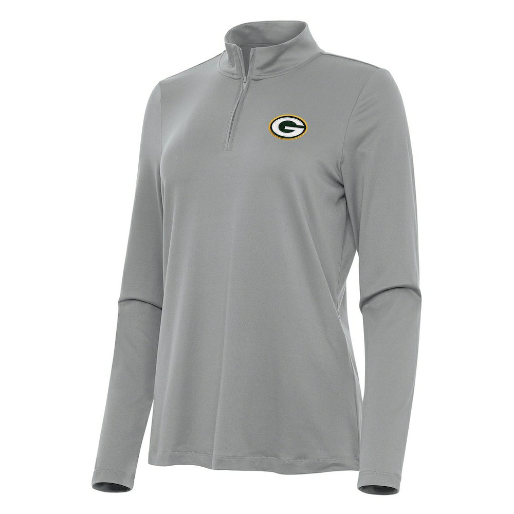 Green Bay Packers Antigua Women's Reprocess Quarter-Zip Top - Gray sale