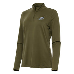 Philadelphia Eagles Antigua Women's Reprocess Quarter-Zip Top - Olive discount