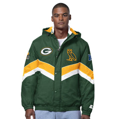 Green Bay Packers OVO x Starter Sideline Full-Snap Puffer Jacket - Green cheap