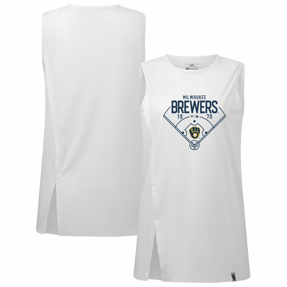 Milwaukee Brewers Levelwear Women's Influx Home Field Tank Top White