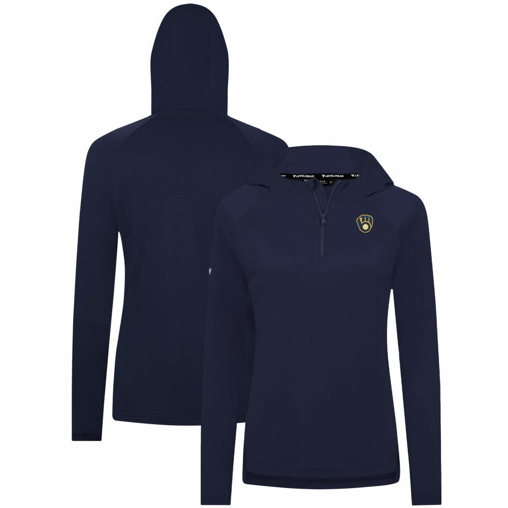 Milwaukee Brewers Levelwear Women's Raven Insignia 2.0 Quarter-Zip Jacket Navy
