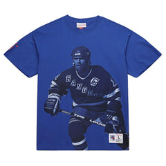 Mark Messier New York Rangers Mitchell & Ness NHL Ultimate Player Vintage Logo T-Shirt - Blue T-shirts