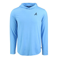Atlanta Braves Cutter & Buck Coastline Epic Comfort Recycled Eco Hoodie Long Sleeve T-Shirt Powder Blue
