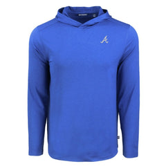 Atlanta Braves Cutter & Buck Coastline Epic Comfort Recycled Eco Hoodie Long Sleeve T-Shirt Royal