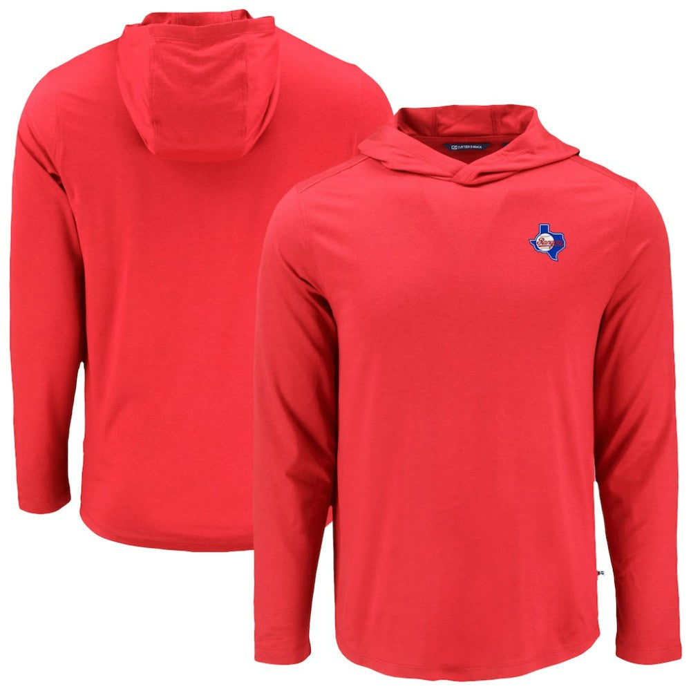 Texas Rangers Cutter & Buck Coastline Epic Comfort Recycled Eco Hoodie Long Sleeve T-Shirt Red