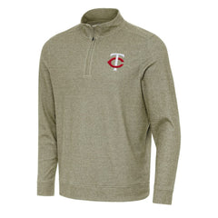 Minnesota Twins Antigua Subtle Quarter-Zip Sweatshirt Heather Olive