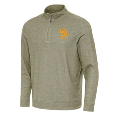 San Diego Padres Antigua Subtle Quarter-Zip Sweatshirt Heather Olive