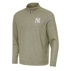 New York Yankees Antigua Subtle Quarter-Zip Sweatshirt Heather Olive