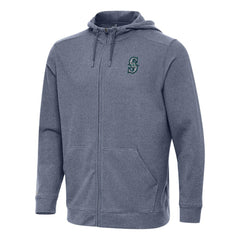 Seattle Mariners Antigua Effortless Full-Zip Hooded Jacket Heather Navy