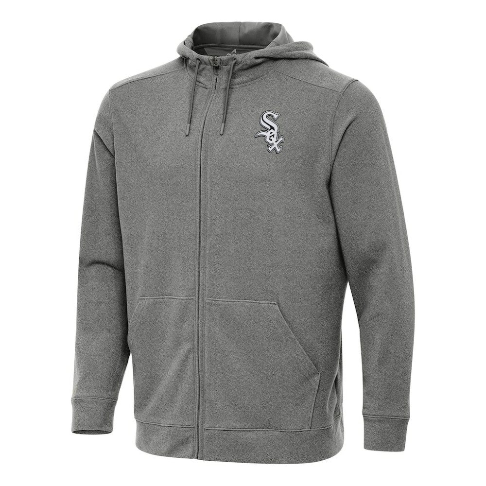 Chicago White Sox Antigua Effortless Full-Zip Hooded Jacket Heather Black