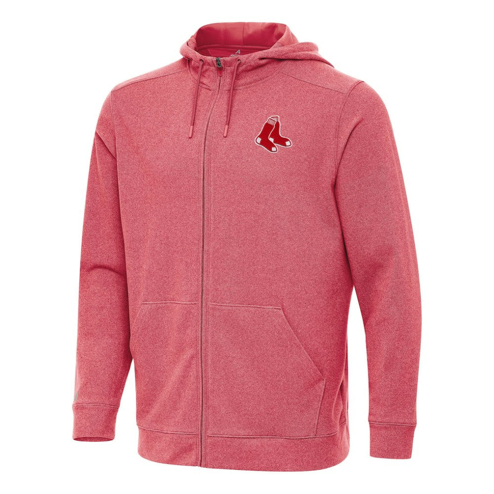 Boston Red Sox Antigua Effortless Full-Zip Hooded Jacket Heather Red