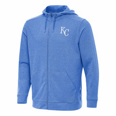 Kansas City Royals Antigua Effortless Full-Zip Hooded Jacket Heather Royal