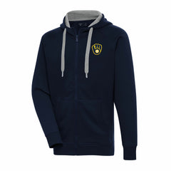 Milwaukee Brewers Antigua Big & Tall Victory Full-Zip Hoodie Jacket Navy