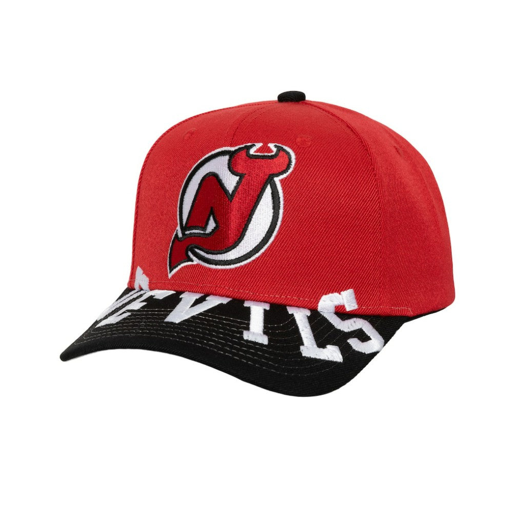 New Jersey Devils Mitchell & Ness Underarch Two-Tone Pro Crown Snapback Hat - Red/Black Jerseys