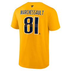 Jonathan Marchessault Nashville Predators Fanatics Authentic Stack Name & Number T-Shirt - Gold T-shirts