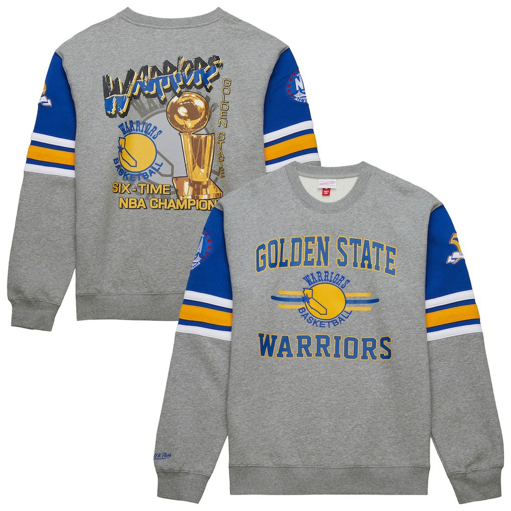 Golden State Warriors Hardwood Classics All Over 4.0 Pullover Sweatshirt sale - Heather Gray sale