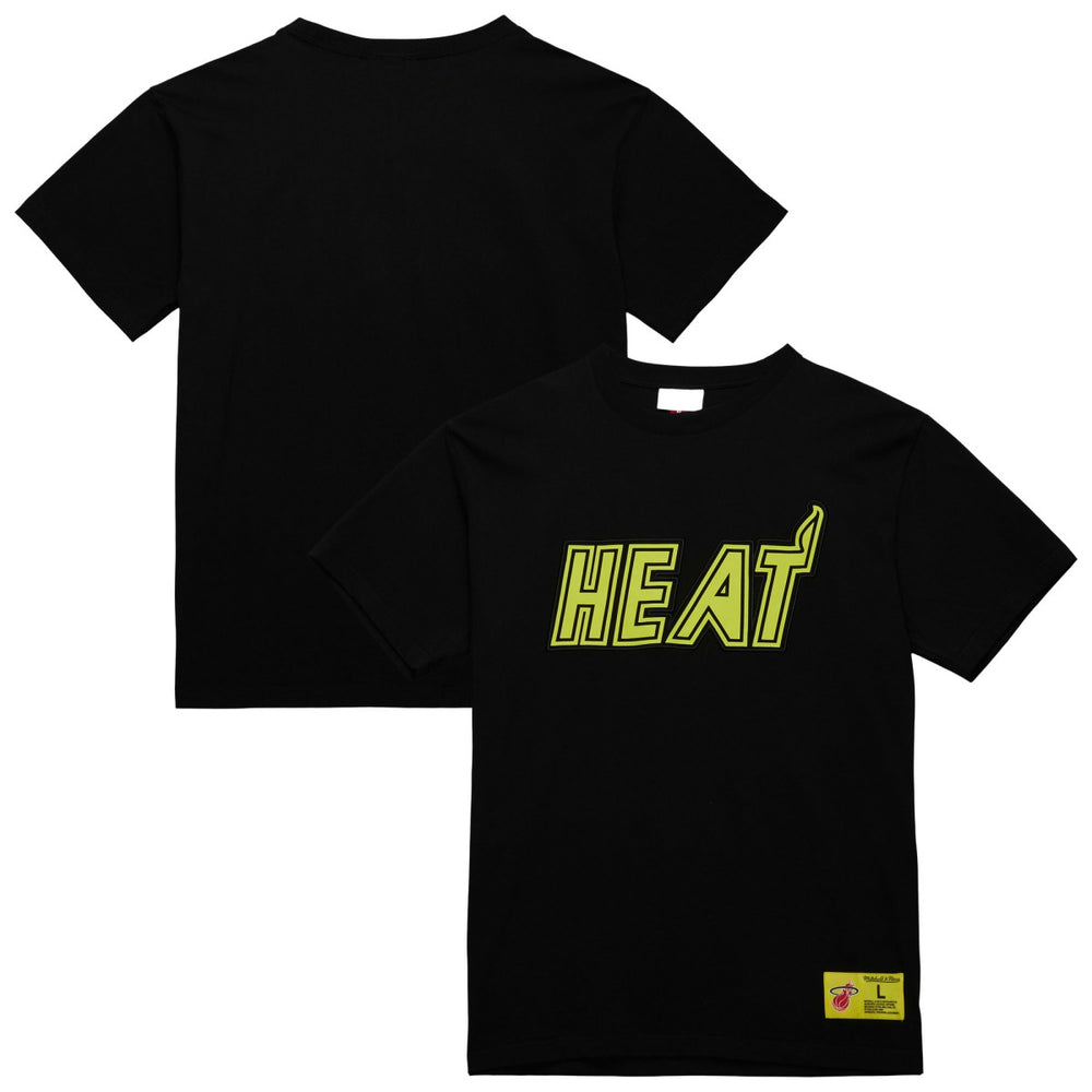 Miami Heat Hardwood Classics Neon Nights Premium T-Shirt - Black for sale