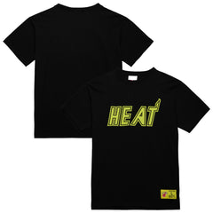 Miami Heat Hardwood Classics Neon Nights Premium T-Shirt - Black for sale