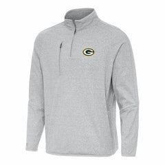 Green Bay Packers Antigua Certain Tri-Blend Quarter-Zip Top - Heather Gray on sale