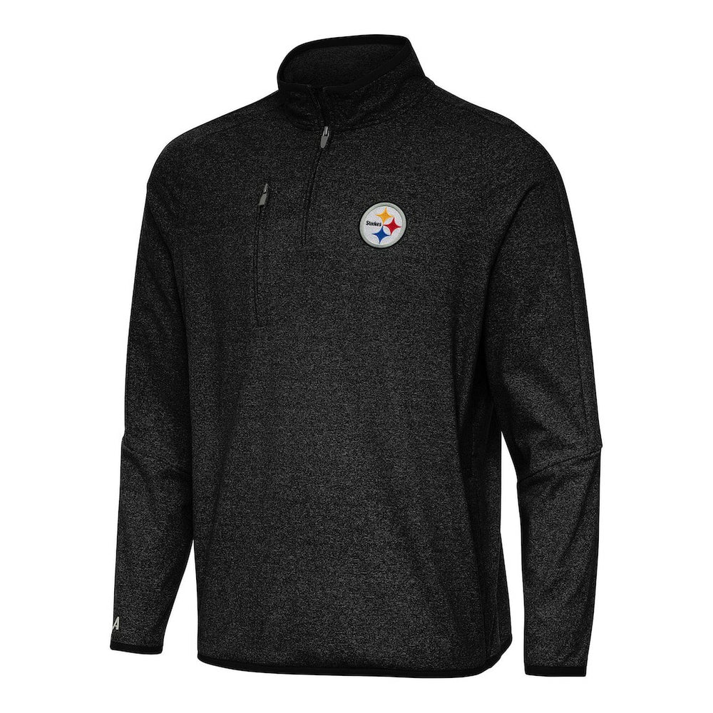 Pittsburgh Steelers Antigua Certain Tri-Blend Quarter-Zip Top - Heather Black discount