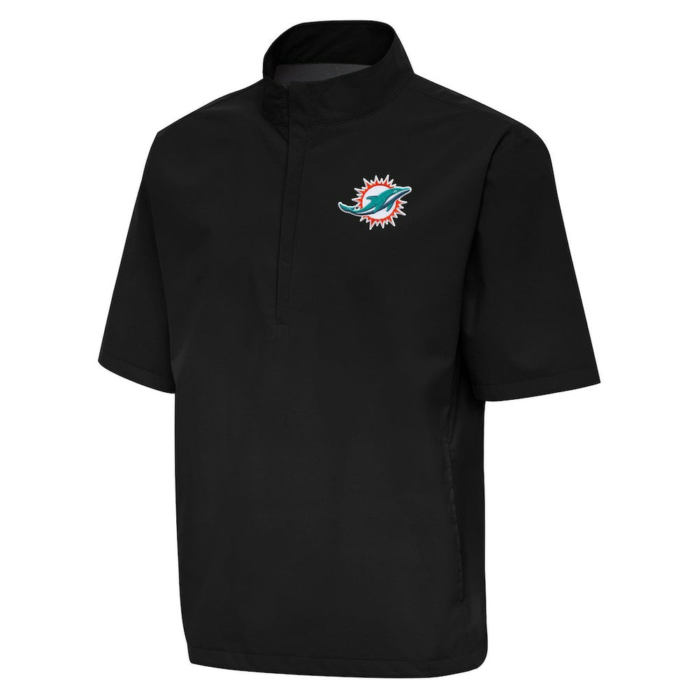 Miami Dolphins Antigua Brisk Short Sleeve Quarter-Zip Windshirt - Black sale