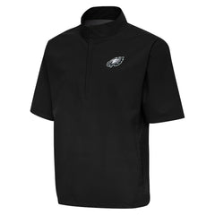 Philadelphia Eagles Antigua Brisk Short Sleeve Quarter-Zip Windshirt - Black outlet
